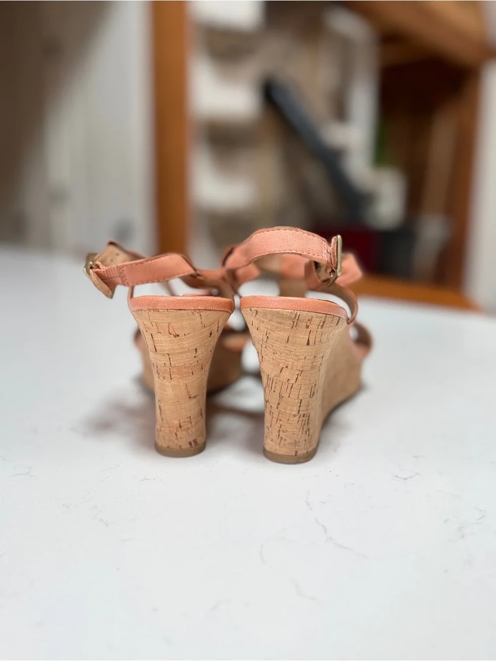 Franco Sarto Coral T-Strap Cork Wedge Sandals